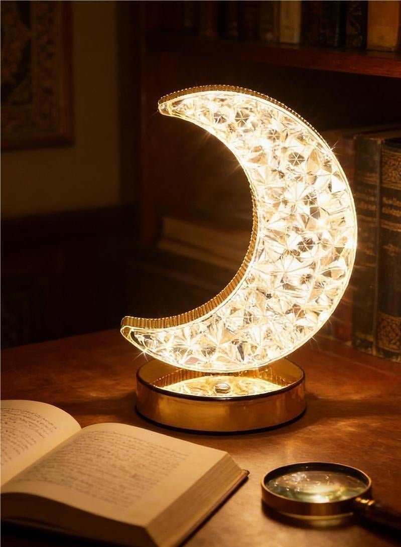 بوميفار ضوء رمضان، زينة رمضان مصباح طاولة، مصباح ليل على شكل قمر مصباح ليل LED يعمل باللمس مصباح مكتب لغرفة النوم المنزلية غرفة المعيشة زينة الطاولة (القمر) - Image 1